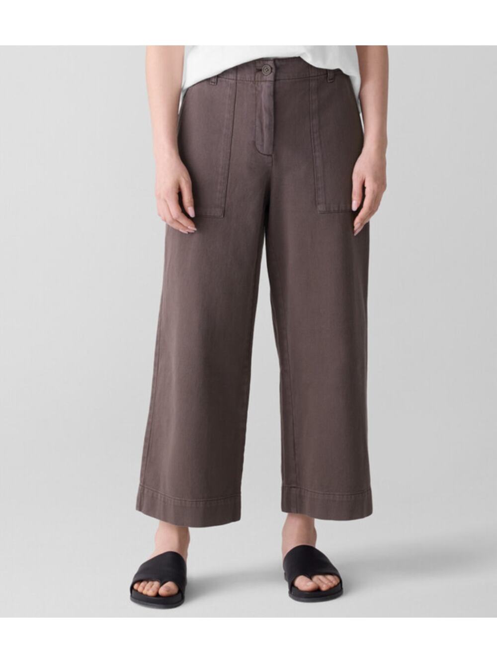Eileen Fisher Garment Dyed Utility Pants Womens XL Brown Rye Relaxed Wide-Leg